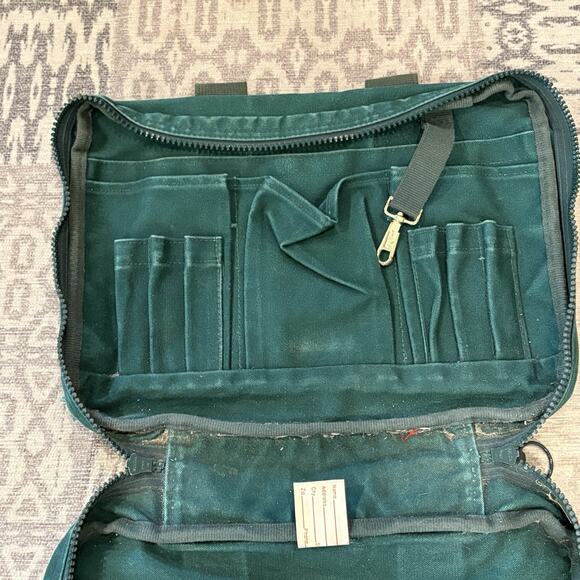 Lands End USA Green Canvas Square Rigger Travel Messenger Satchel Bag Vintage - Picture 11 of 12